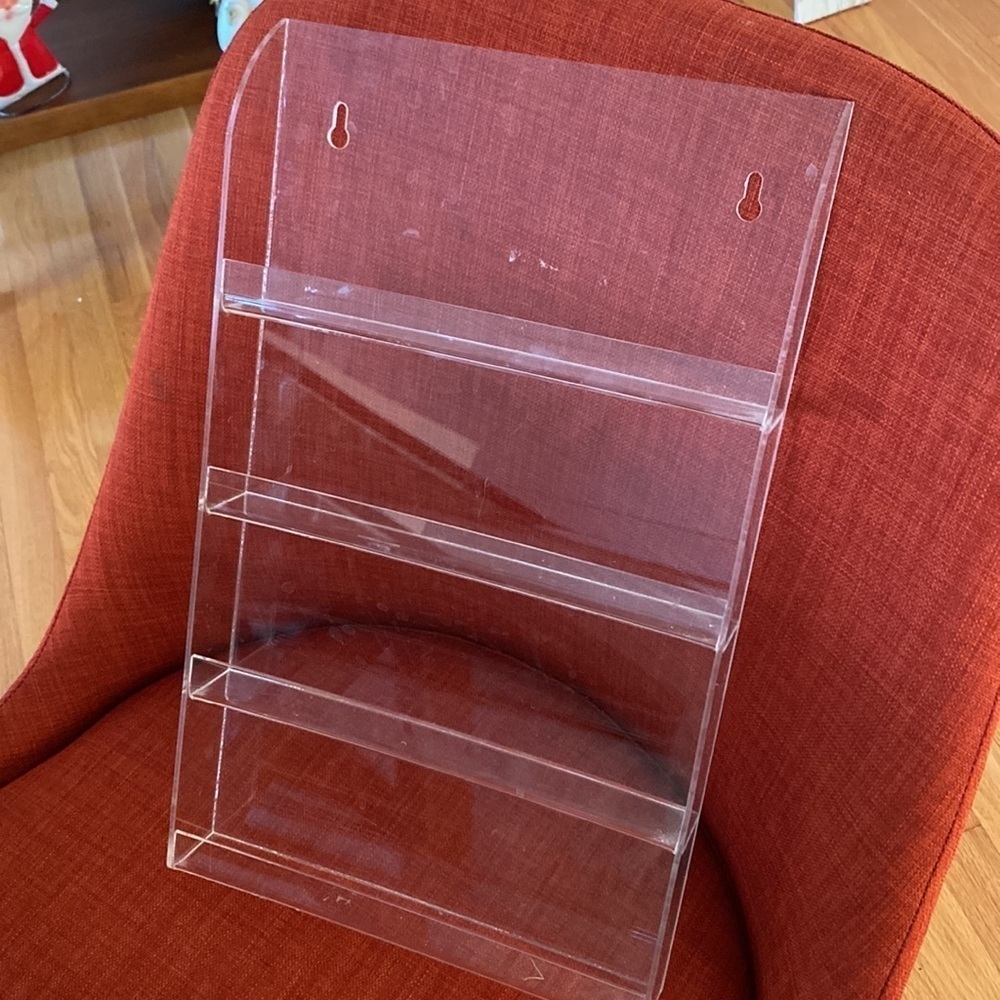 17x10.25" Nail Polish Rack Holder Acrylic Clear Plastic Wall Mounted 4 Shelf